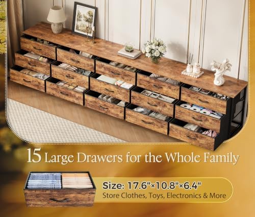 Huuger 94.5 Inch Extra Long Dresser for Bedroom, Large Dresser for Closet