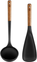 WAGENSTEIGER Set of 2pc Silicone Cooking Utensils: Wooden Handle Ladle + Long by Wagensteiger