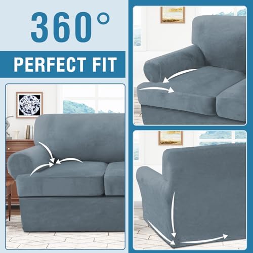 H.VERSAILTEX Sofa Cover 2 Piece T Cushion Armchair Slipcovers Thick Velvet Co...