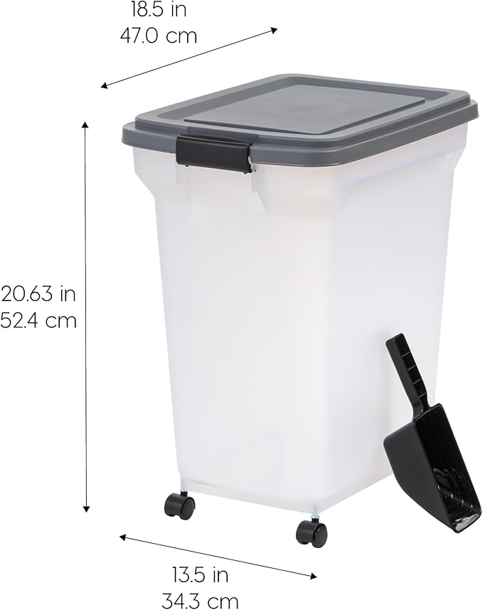IRIS USA Dog Food Storage Container 40 lbs, Attachable Wheels, & Included Scoop - Image 2