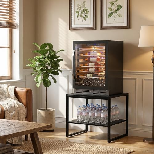 Homieasy End Table, 20 Inch Square Side Table, Mini Fridge Stand, Black