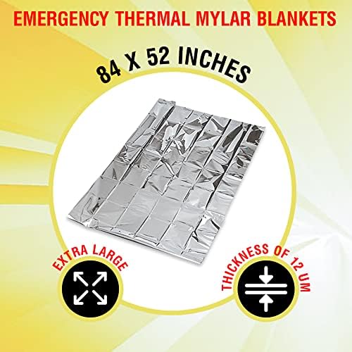 Rawyer (50 Pack) Emergency Thermal Survival Blankets, Mylar Blankets for Outd...