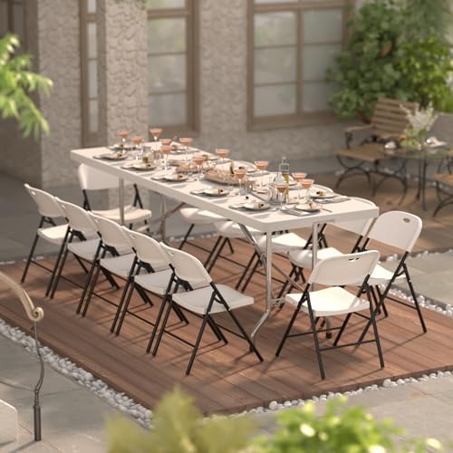 Nazhura 350 Weight Limit Heavy Duty Plastic Folding Chair with Reinforced Ste...