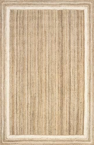 nuLOOM Rikki Off White Bordered Power Loomed Area Rug, 5' x 8'