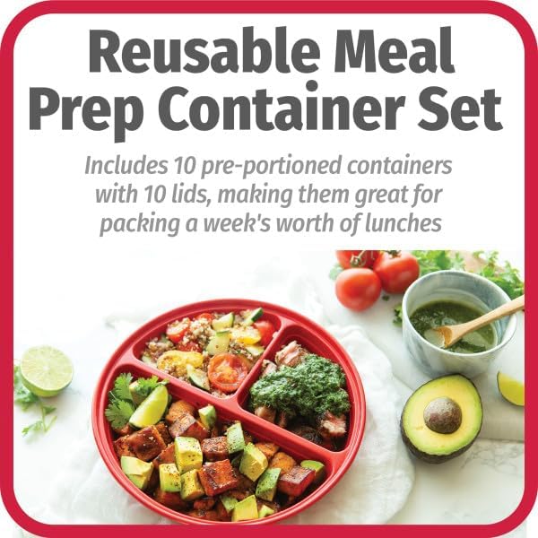 GoodCook Meal Prep Containers Set Microwave & Dishwasher-Safe Round Food