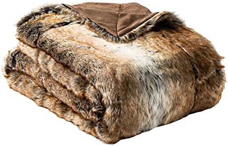 BATTILO Luxury Brown Faux Fur Throw Blanket for Couch,50"x60", Shaggy