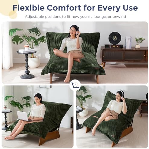 MAXYOYO Adjustable Living Room Chair, 3-Position Bean Bag Chair with Frame