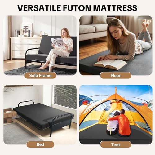 MABOZOO 6 Inch Full Size Futon Mattress, Foldable Futons Sofa Couch Bed Foam ...