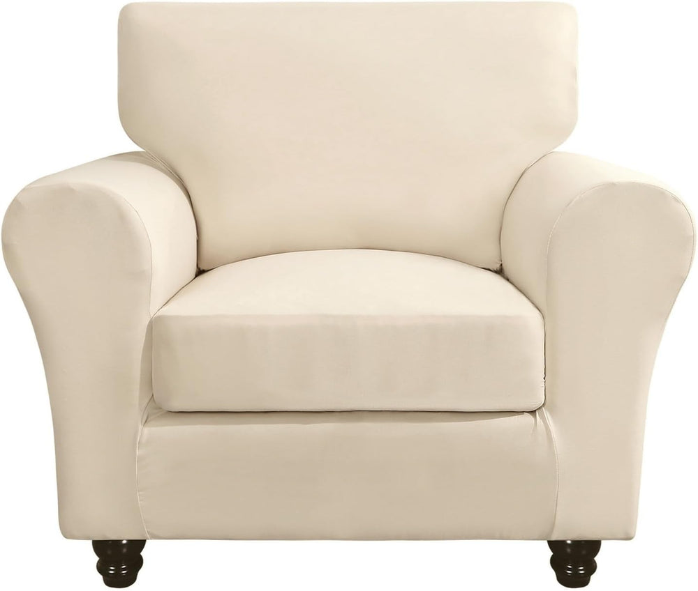 SearchI Stretch Sofa Cover Couch Covers, 2 Piece Armchair Slipcover with Sepa...