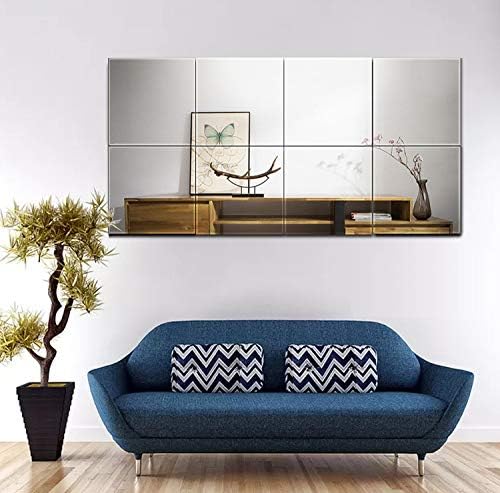 Full Length Mirror Tiles, 12" x 12" x 8PCS Frameless Wall Mounted M...