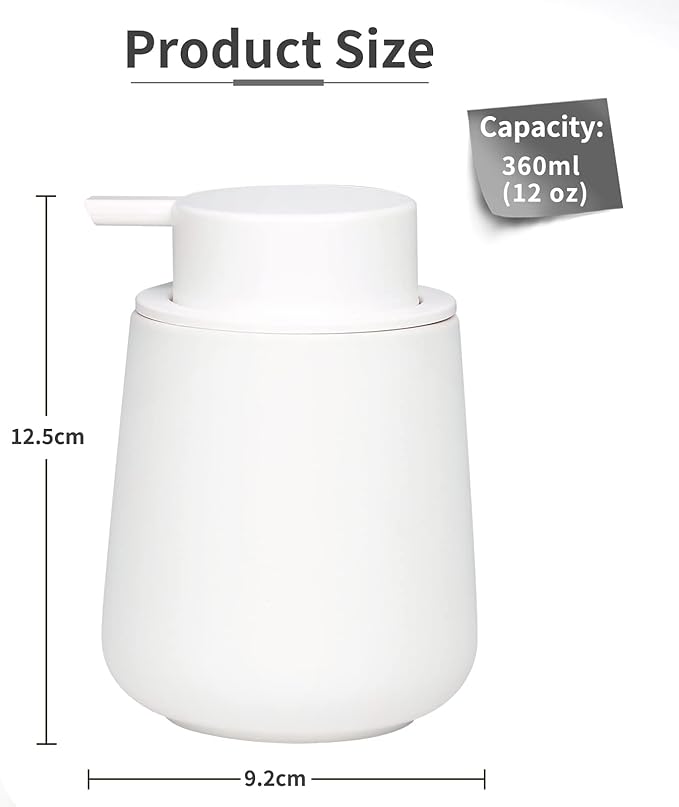 Bosilunlife Ceramic Foaming Soap Dispenser - 12Oz Bathroom Countertop Kitchen - Image 4