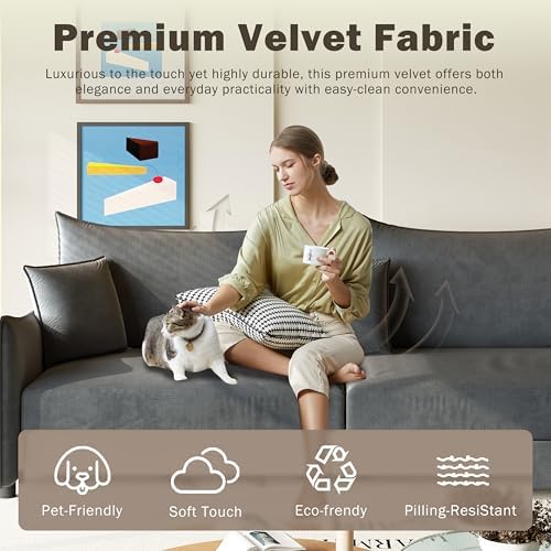 KEIKI 81.9" 3-in-1 Convertible Sofa Bed, Modern Velvet Sleeper Couch wit...