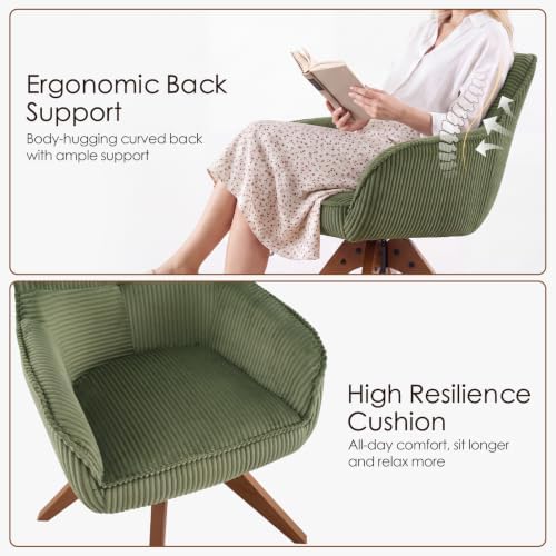Furniliving Swivel Dining Chairs Set of 2, Mid Century Modern Corduroy Swivel...