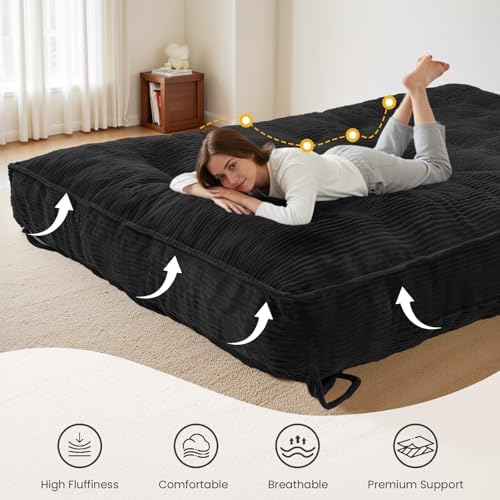 8 Inch Futon Mattress Queen Size, Futon Floor Sofa Bed Foldable with Soft Cor...