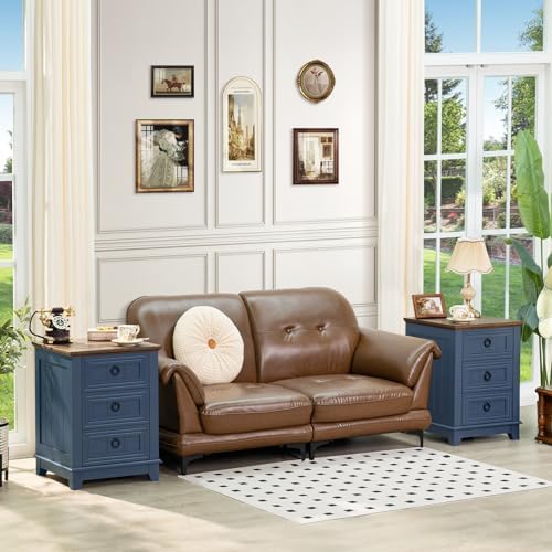 Joaxswe Farmhouse Dresser and Nightstand Sets 3 Piece, Blue