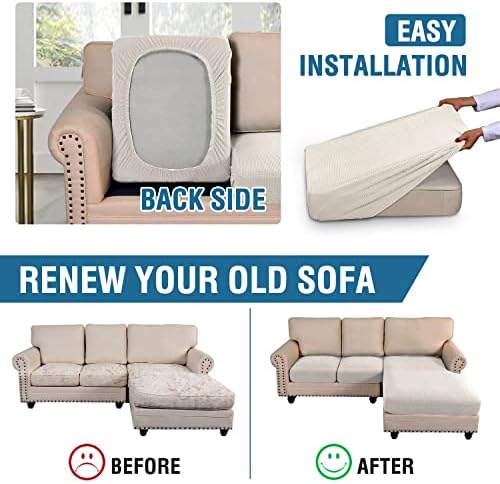 H.VERSAILTEX Sectional Couch Covers 3 Pieces Sofa Seat Cushion Covers L Shape...