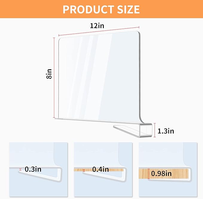 10 Pack Acrylic Shelf Dividers, Closet Shelf Separators - Image 4