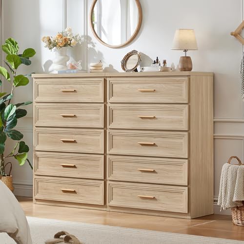 RWYHG Dresser for Bedroom 5 Drawer 45" Tall with Gold Handle Closet Storage