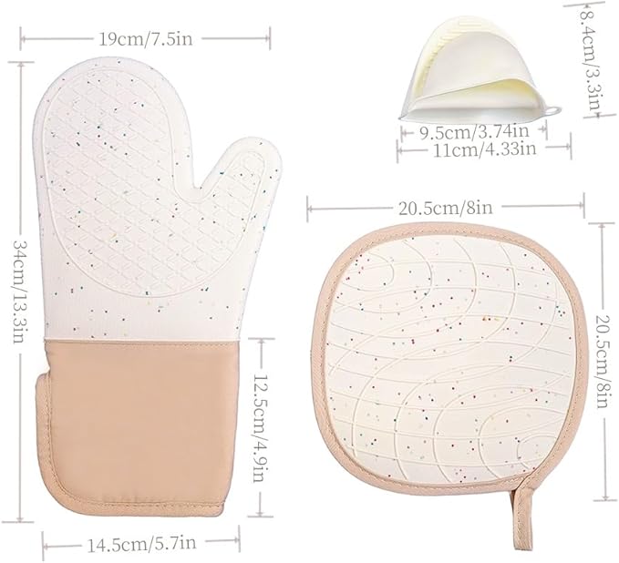 6-Piece Set Silicone Oven Mitts Cooking BBQ Gloves Non-Slip Heat Resistant Soft - Image 4