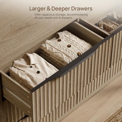 SICOTAS Bedroom Dresser with 12 Deep Wide Large Fluted Drawers for Closet