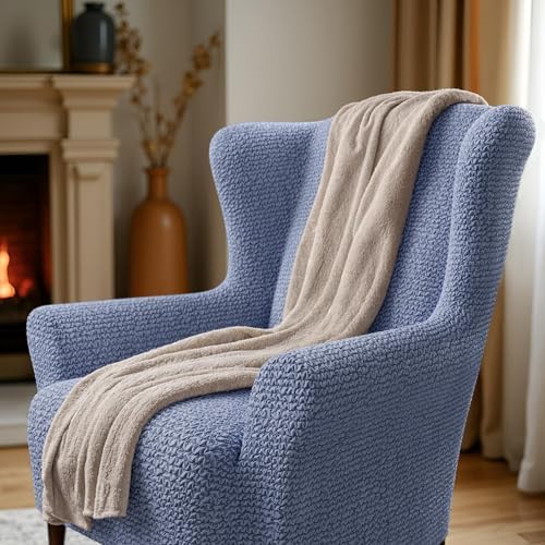 PAULATO BY GA.I.CO. Stretch Wingback Chair Slipcover 1-Piece – Bi-Elastic Win...