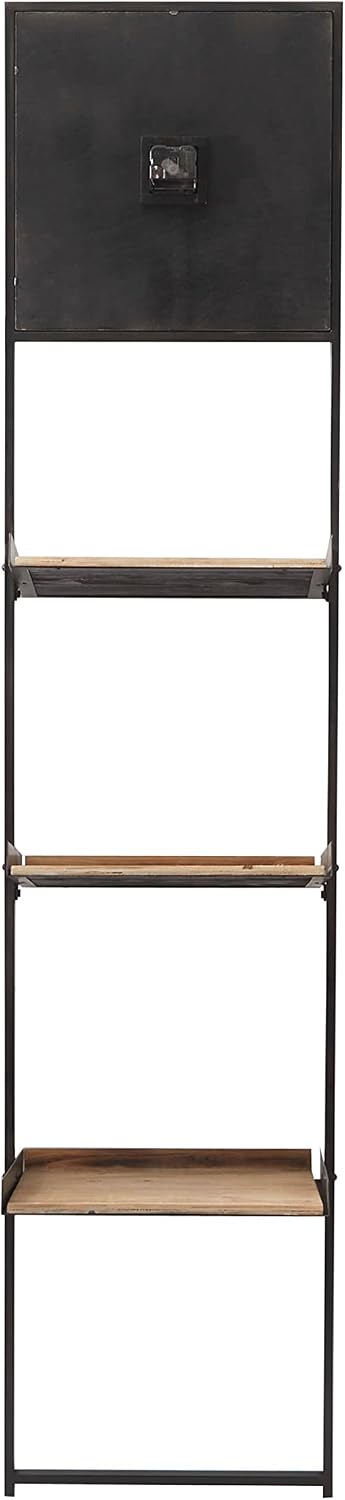 Deco 79 Wood 3 Shelves Wall Shelf with Clock, 16" x 10" x 72",...