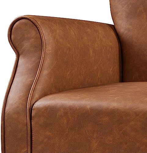 Yaheetech High Back Accent Chair with Rolled Arms for Bedroom, Retro Brown