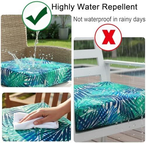 NettyPro Outdoor Cushion Slipcovers Waterproof 4 Pack Patio Chair Seat Cushio...