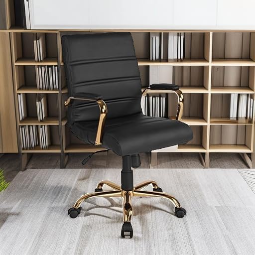Flash Furniture Mid-Back Black LeatherSoft Executive Swivel Office Chair with...