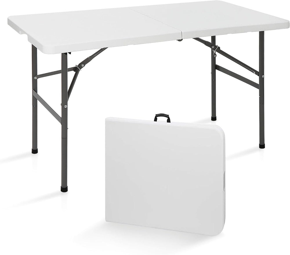 SUPER DEAL Portable 4 Foot Plastic Folding Table, Small Indoor Outdoor Heavy ...