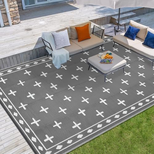 Garvee Outdoor Rug 9x12 ft Waterproof Reversible Patio Rug