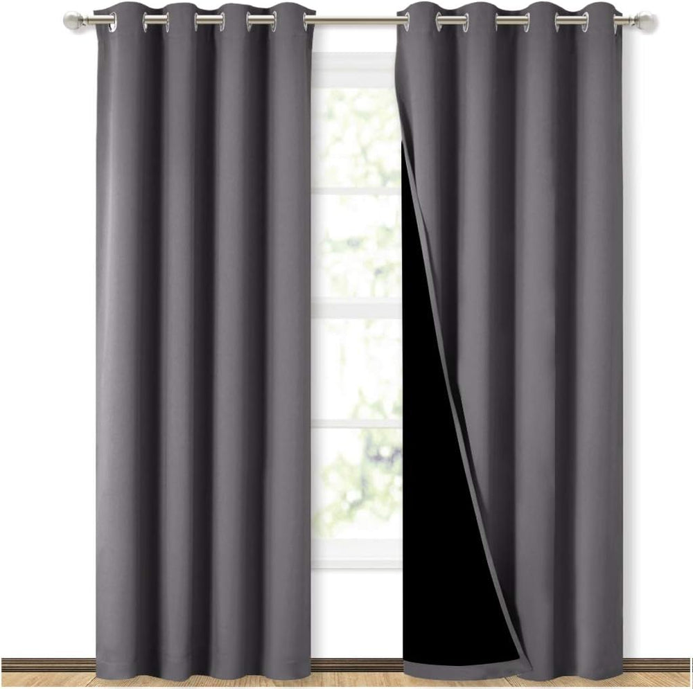 NICETOWN Grey Full Shade Curtain Panels for Dining Room 52x84 in 2 Panels