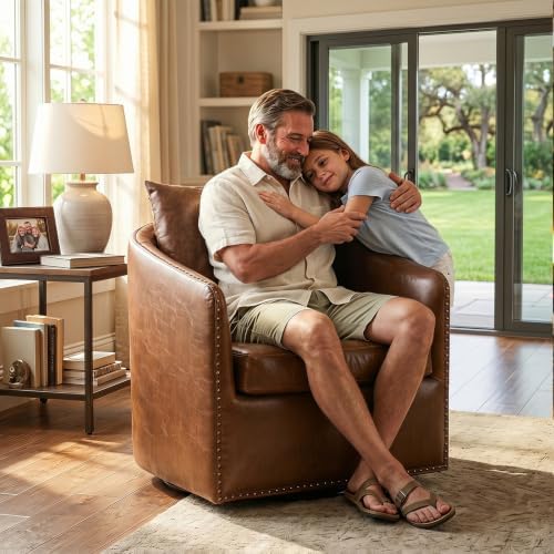 HAOMARKETS 360 Degree Swivel Barrel Chair with Plump Back Pillow, Waterproof ...
