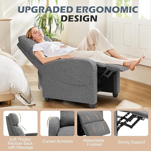 Sweetcrispy Massage Recliner Chair for Adults, Adjustable Home Theater Seatin...