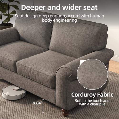 EBELLO 2 Piece Living Room Sofa Set, Wood Frame and Sturdy Legs, Modern Uphol...