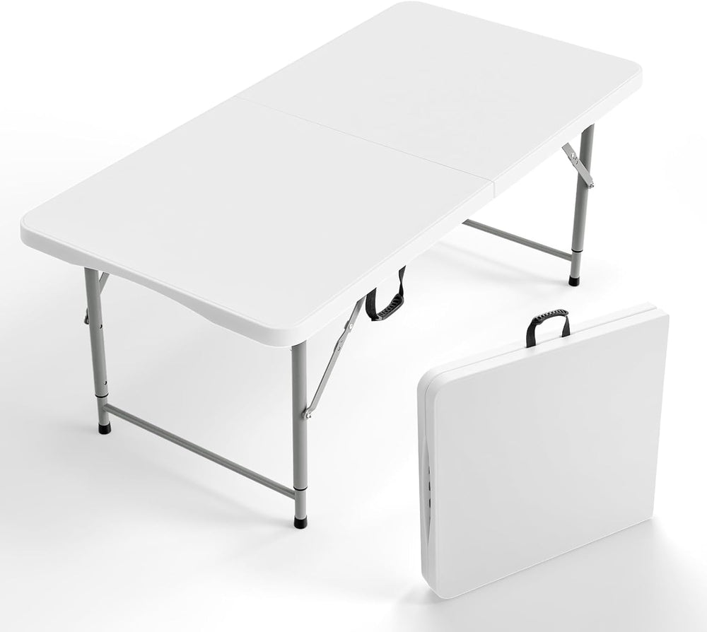 VINGLI 4 FT Plastic Folding Camping Table,3-Level Adjustable Height, Portable...