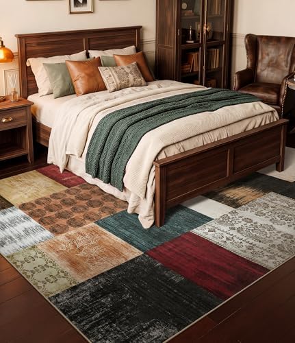 YIHOUSE Mid Century Modern Cowboy Area Rug 5x7 for Living Room,Retro Patchwor...
