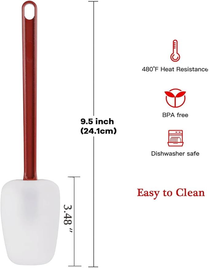 Commercial Spoonula Rubber Spatula Set, High Heat Spatula Spoon 9.5 Inches - Image 4
