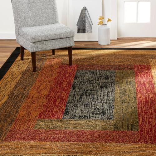 Home Dynamix Royalty Vega Contemporary Geometric Area Rug, Black/Brown, 7'...