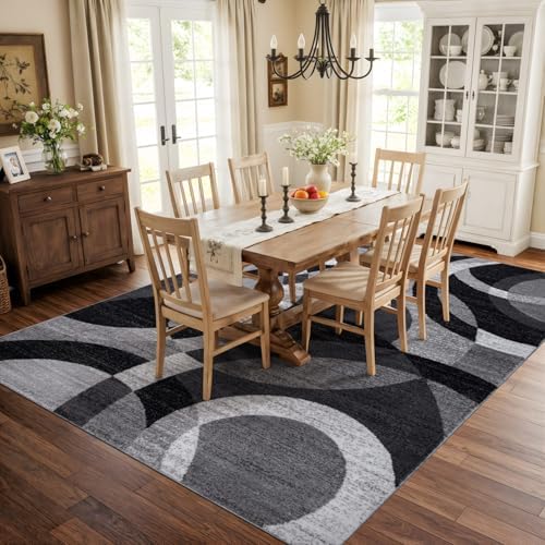 Rugshop Overlapping Circles Contemporary Area Rug Gray 7'10" x 10...