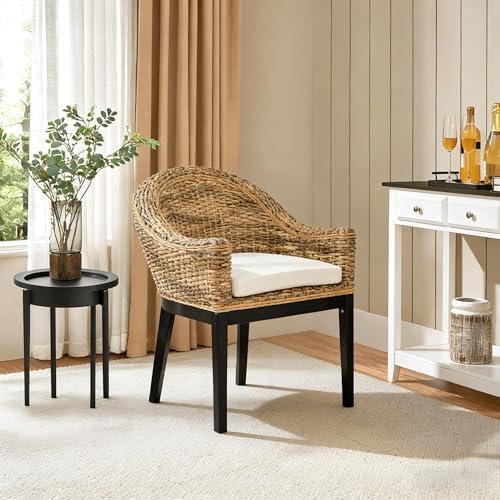 DUHOME Rattan Accent Chair,Modern Armchair with Natural Rattan Armrest