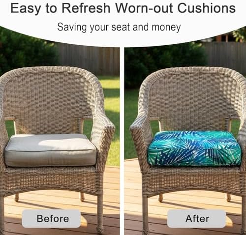 NettyPro Outdoor Cushion Slipcovers Waterproof 4 Pack Patio Chair Seat Cushio...