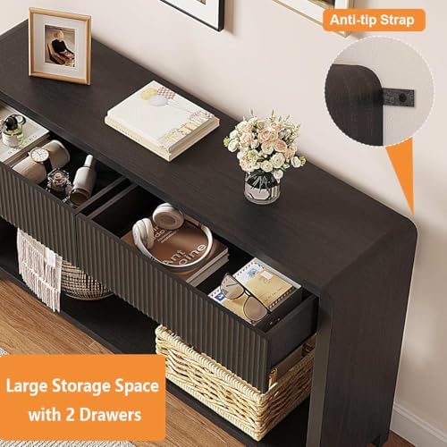 FATORRI Console Table for Entryway, 47.2 Inch Modern Sofa Table with 2 Drawer...