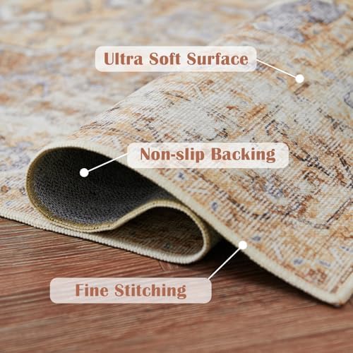 jinchan Area Rug 6x9 Washable Living Room Rug Vintage Indoor Large Floor Cove...