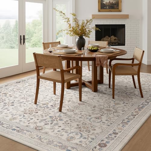 MontVoo-Vintage Area Rug 8X10 Beige for Living Room - Soft Distressed Printed...