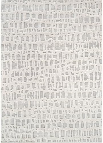 Beverly Rug Micro Loop Area Rug Gray/White 8x10 Abstract Modern Luxury Irregu...