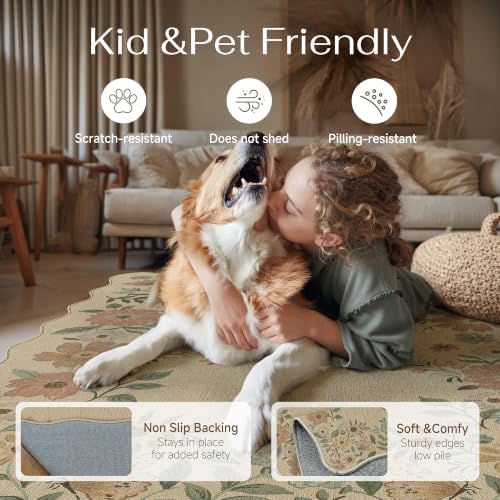 PureCozy Outdoor Paito Rug 8x10 Easy Jute Neutral Area Rug Washable Carpet