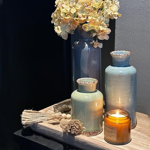 CwlwGO- Ceramic Vase Set of 3, Small Flower Vases for Home Decoration, Modern...
