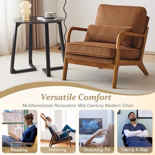 VINGLI Upgraded Premium Corduroy Accent Chair,Upholstered Arm Chair,Solid Woo...