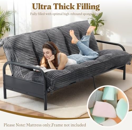 10" Futon Mattress Full Size, Ultra Thick Futons Sofa Couch Bed Sleeper ...